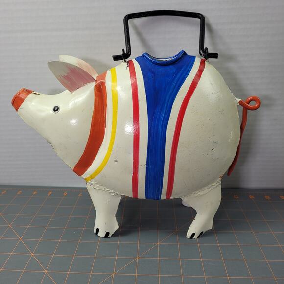 Scooter the Pig Metal Novelty Watering Can Garden Decor - Picture 1 of 11